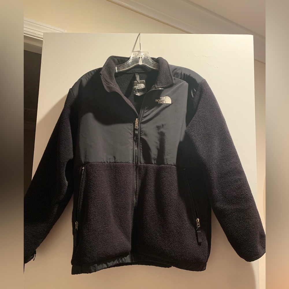 North Face Black Fleece Jacket with Nylon Chest Panel Kids XL